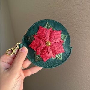 Portland Leather goods poinsettia gordita holiday pouch